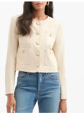 Veronica Beard Citrane Collarless Jacket in cream